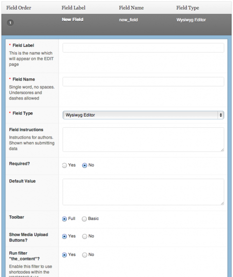 ACF screenshot